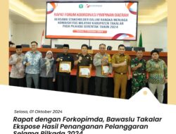 Rapat dengan Forkopimda, Bawaslu Takalar Ekspose hasil penanganan Pelanggaran selama Pilkada