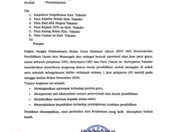 PJ Bupati Takalar Mengeluarkan Surat Penyampaian Dalam Rangka Pelaksanaan Pelaksanaan Bulan Guru Nasional 2024